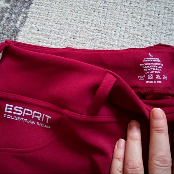 ESPRIT L WINTER RIDING BREECHES pull on breeches - RUBY RED - Picture 4 of 6